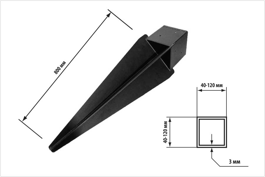 Забивная опора (забивная свая) длина 800 мм - схема